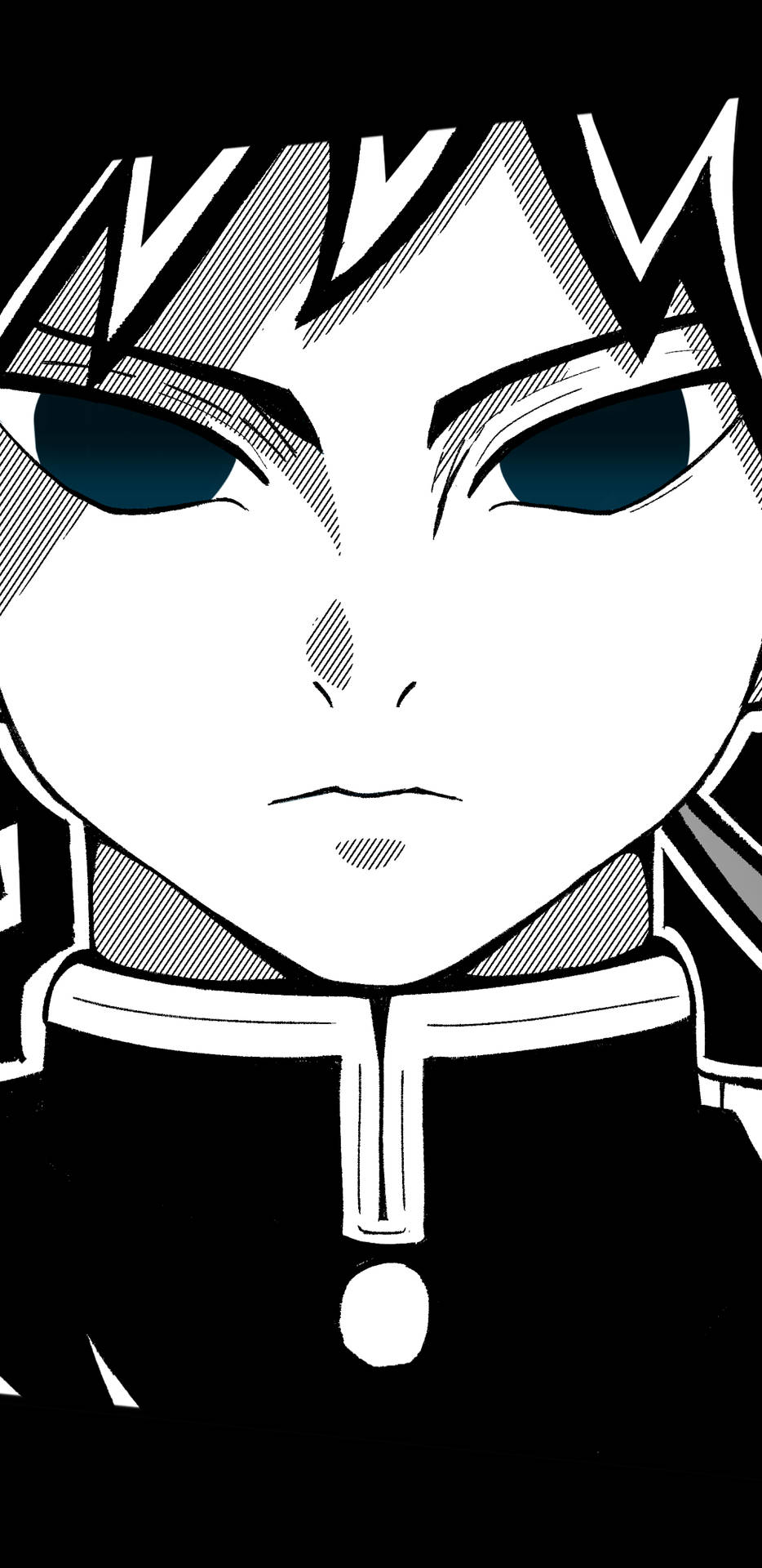 Demon Slayer Black And White Giyu Closeup Angle Background