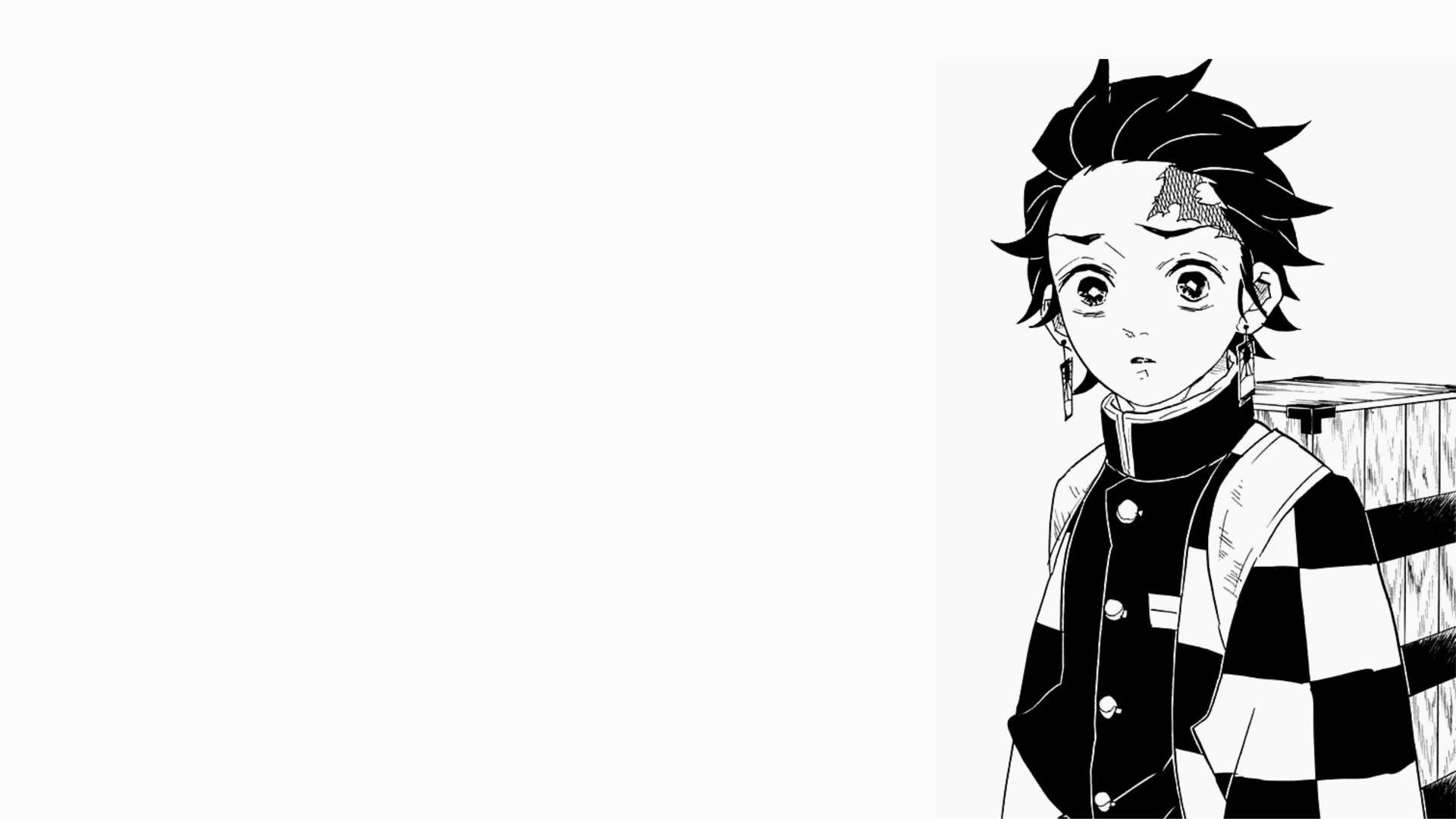 Demon Slayer Black And White Tanjiro Kamado Background