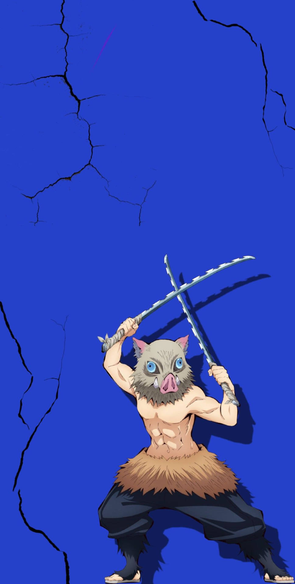 Demon Slayer Inosuke Crossing His Swords Above His Head