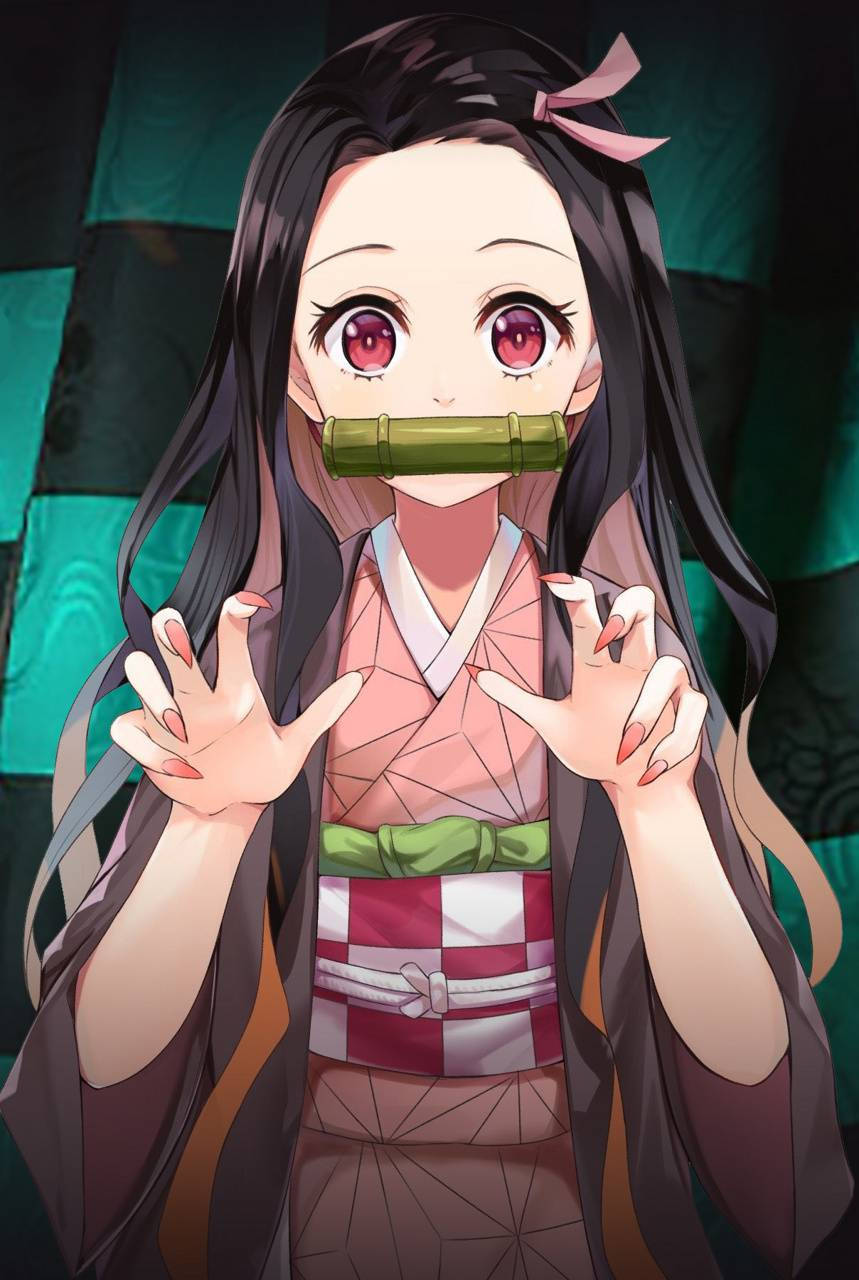 Demon Slayer Nezuko Cute Claw Background