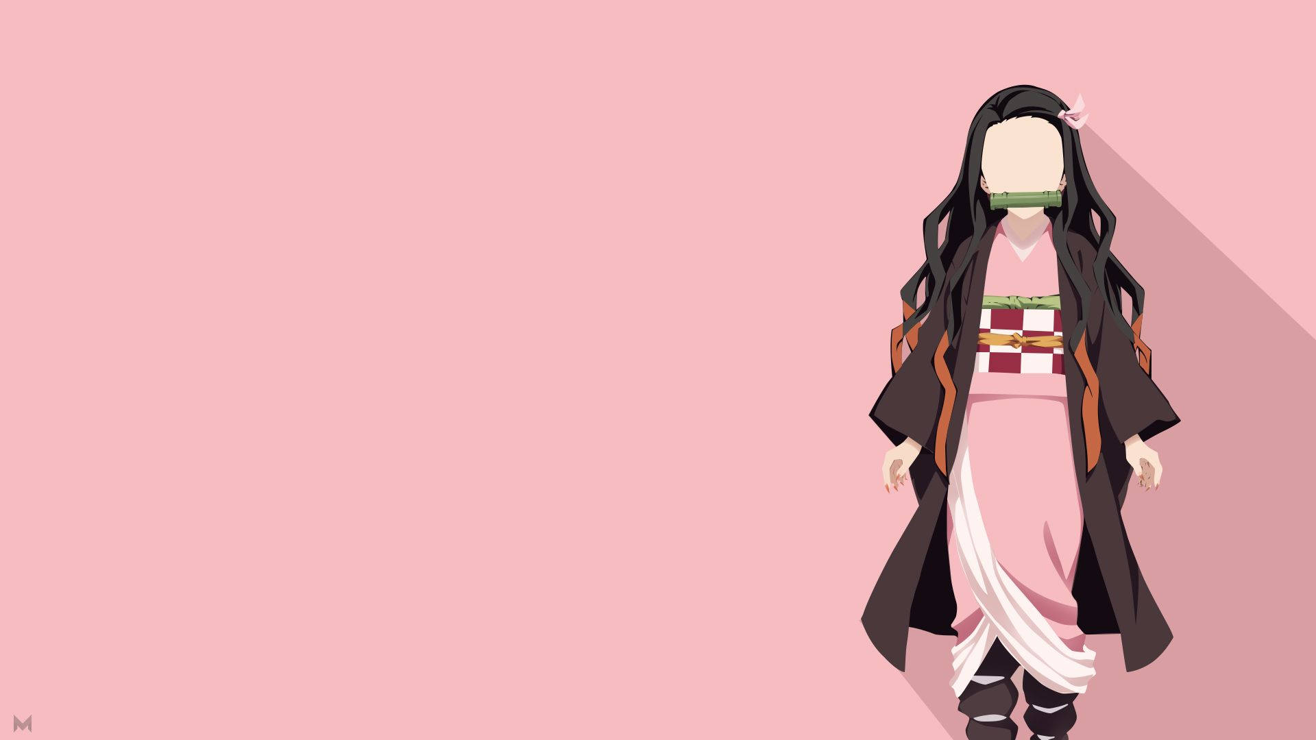 Demon Slayer Nezuko Cute Pink Backdrop Background