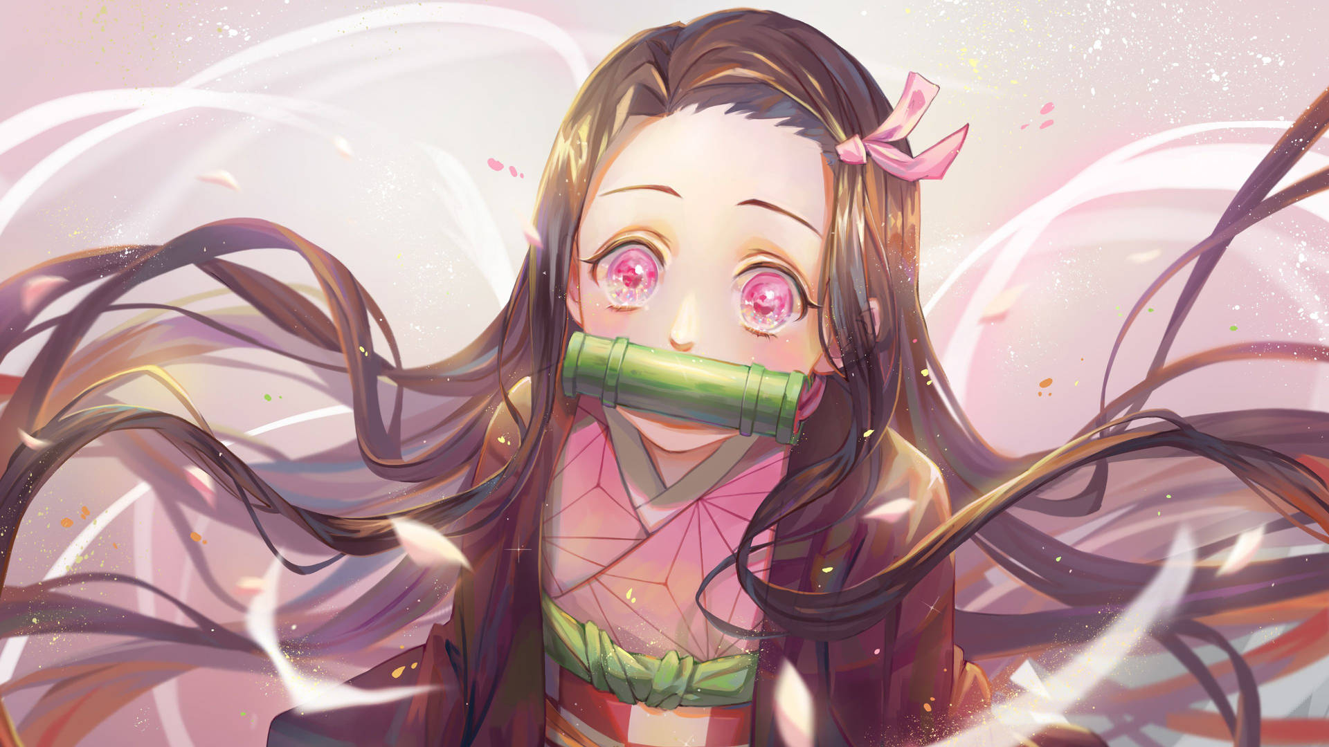 Demon Slayer Nezuko Cute Round Eyes Background