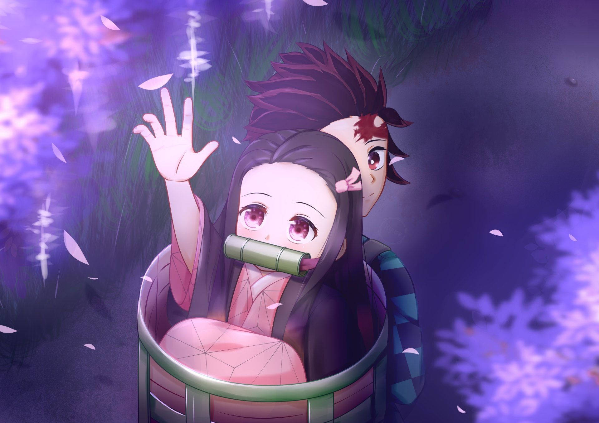 Demon Slayer Nezuko Cute Scene Background