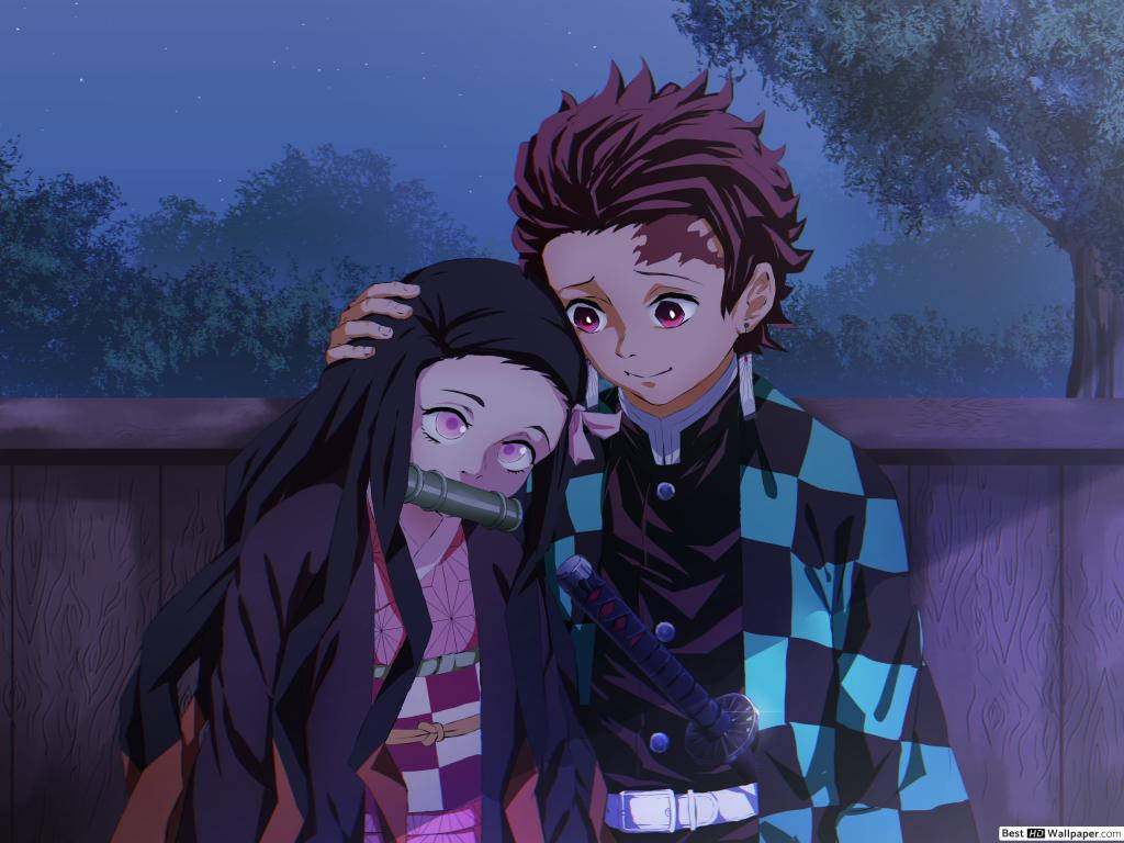 Demon Slayer Nezuko Cute Sibling Background