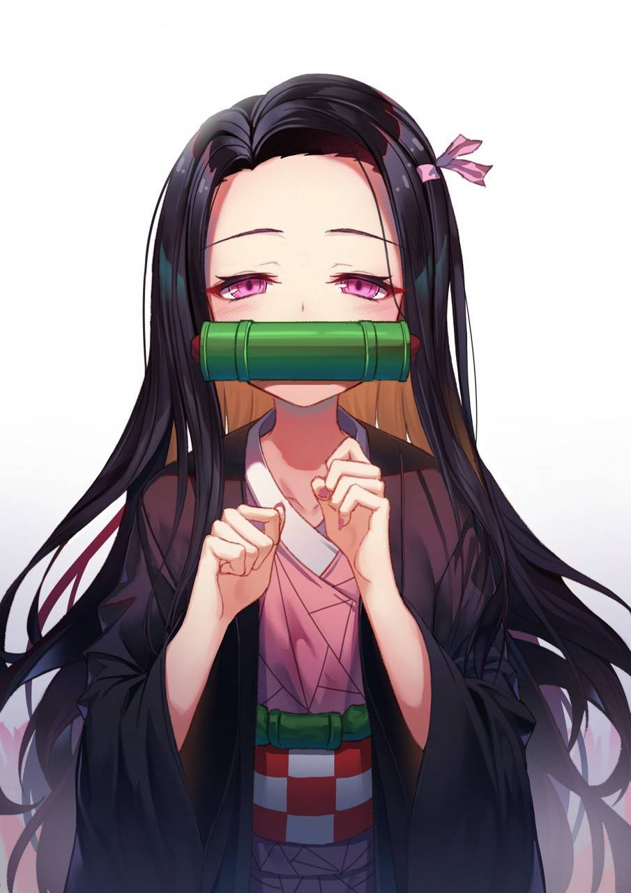 Demon Slayer Nezuko Cute Sleepy Fcae Background