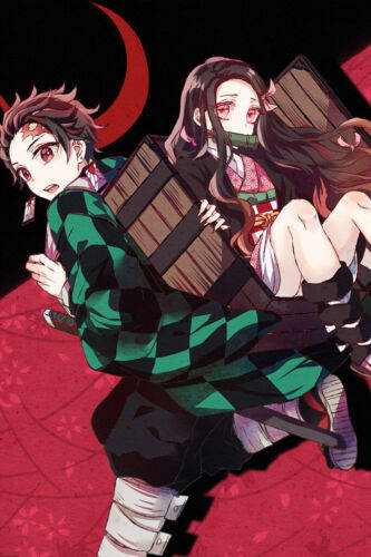 Demon Slayer Nezuko With Her Brother Tanjiro Background