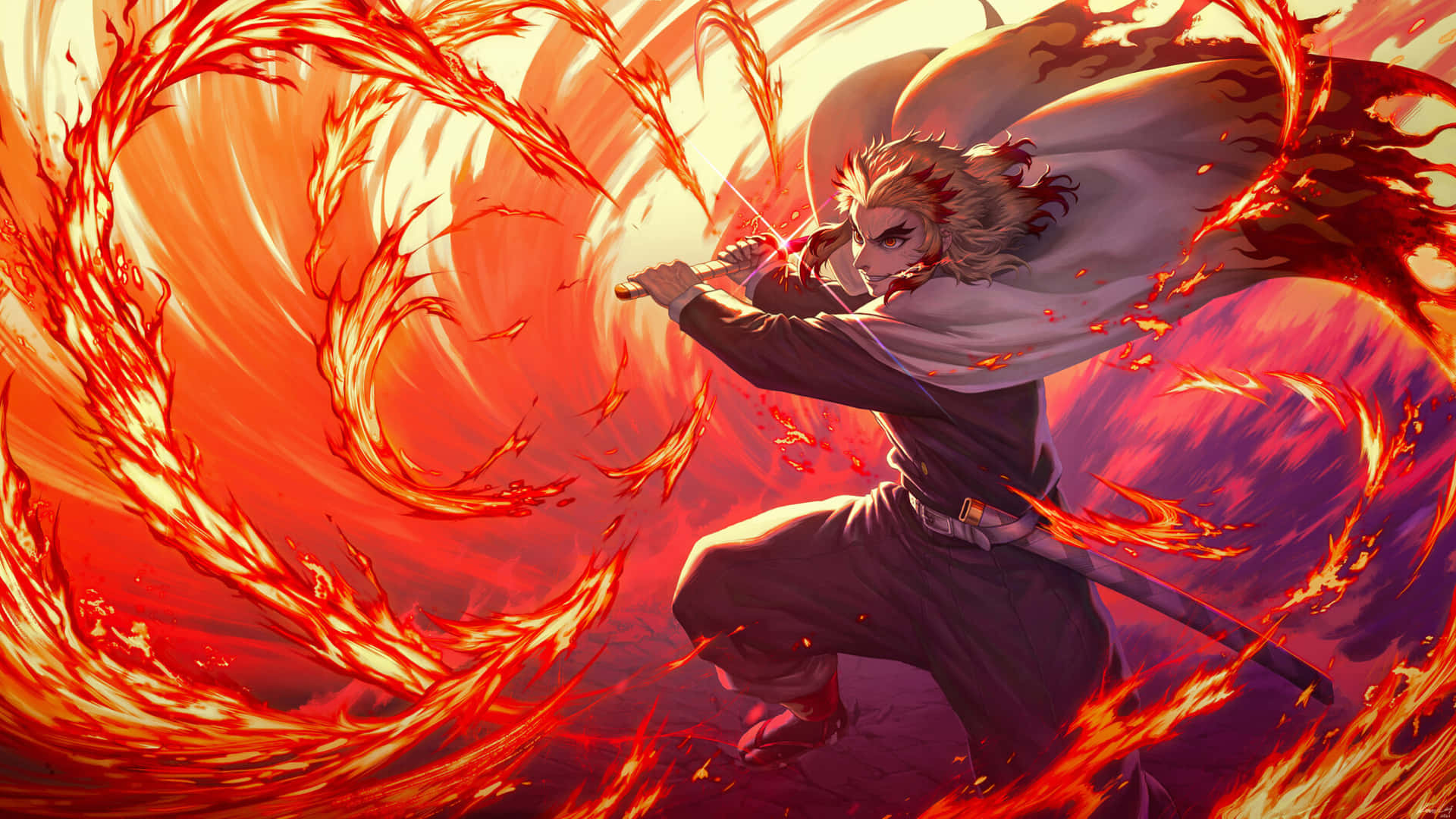 Demon Slayer Renguko Fire Pfp Background