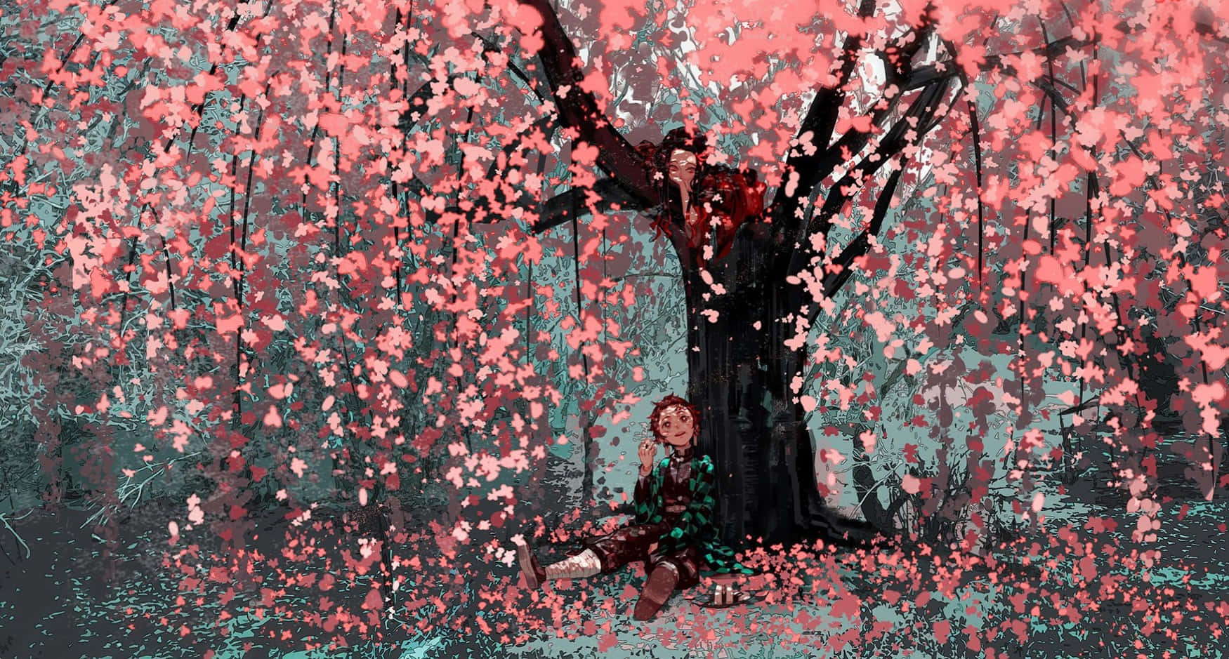 Demon Slayer Scenery Cherry Blossom Tree Tanjiro Background
