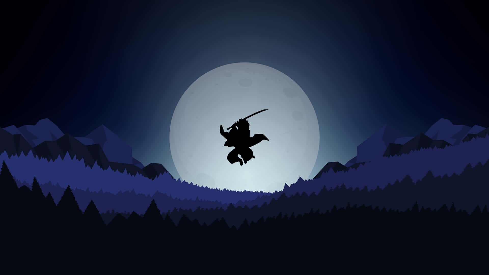 Demon Slayer Scenery Nezuko Full Moon Background