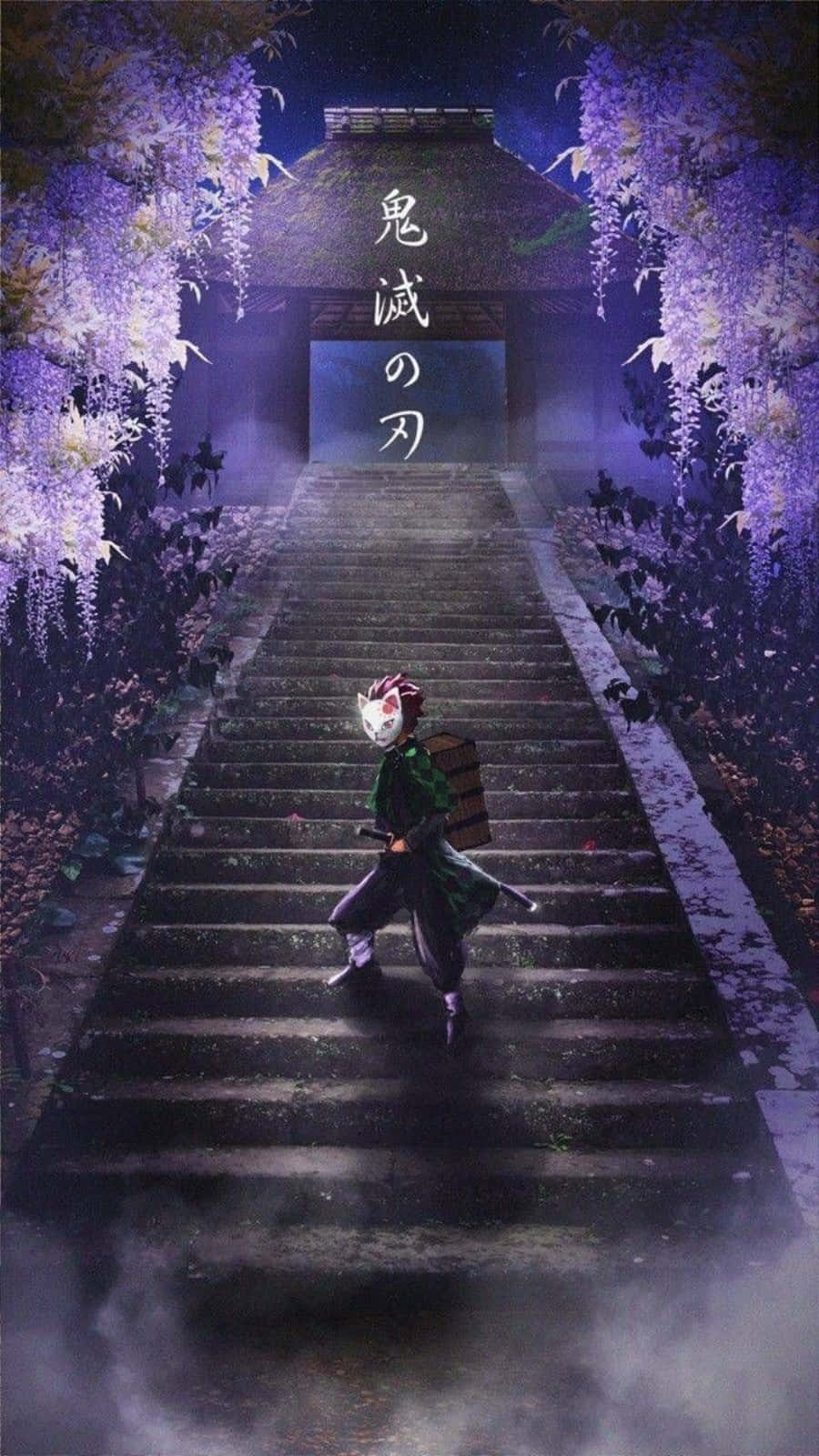 Demon Slayer Scenery Purple Temple Background