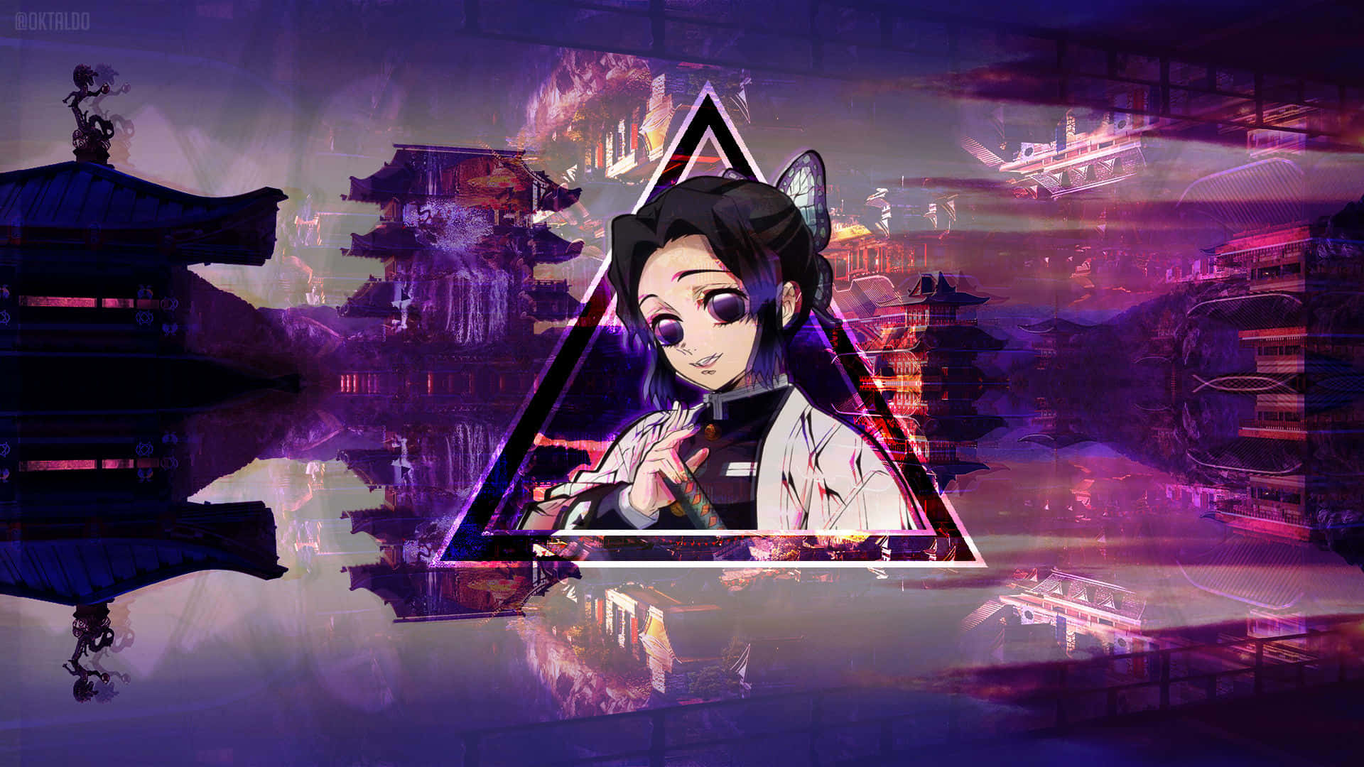 Demon Slayer Vaporwave Anime