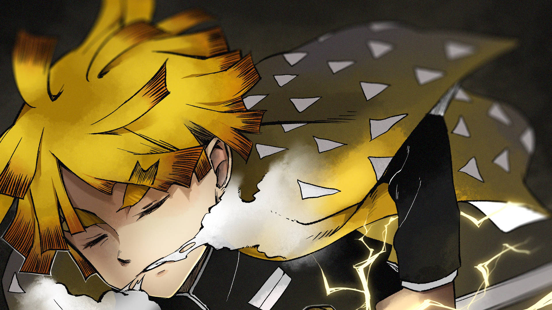 Demon Slayer Zenitsu Breathing Thunder Background