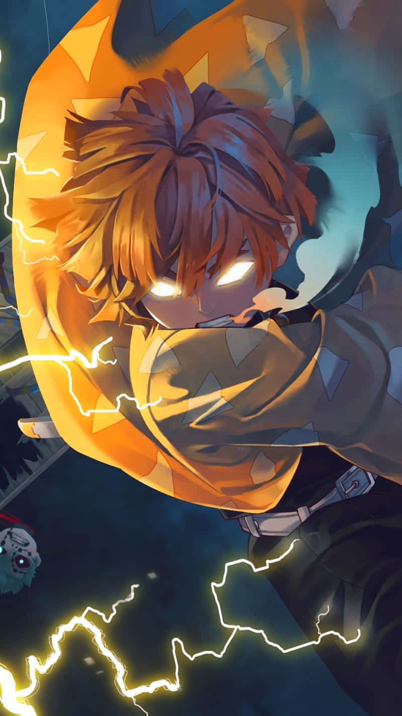 Demons Slayer Anime Zenitzu Unconscious Combat Ability Background