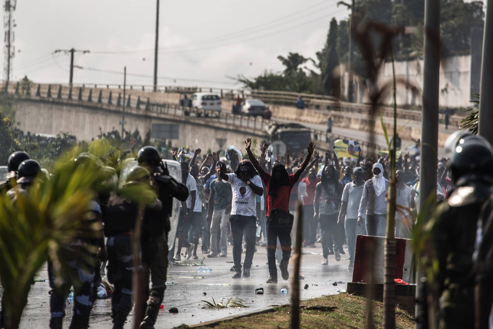 Demonstration In Gabon Background