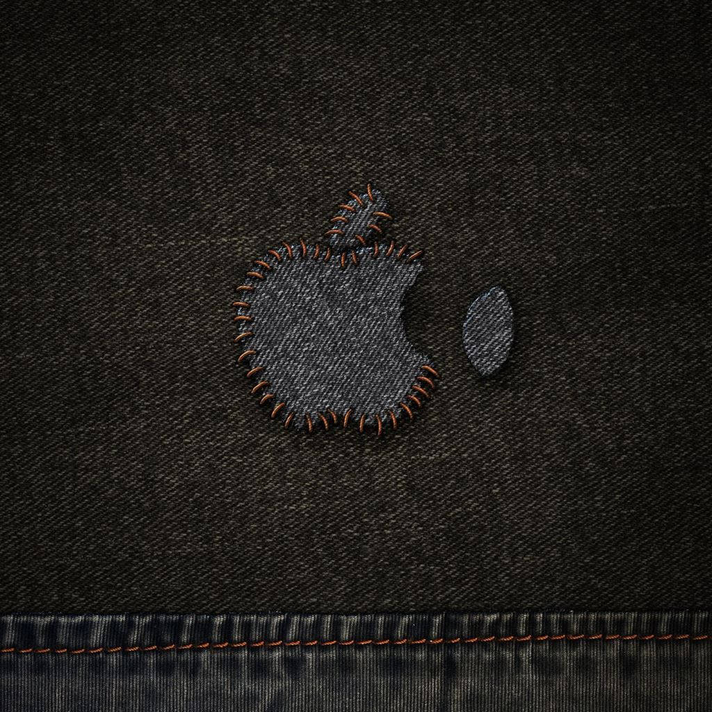 Denim Fabric With Apple Design Background