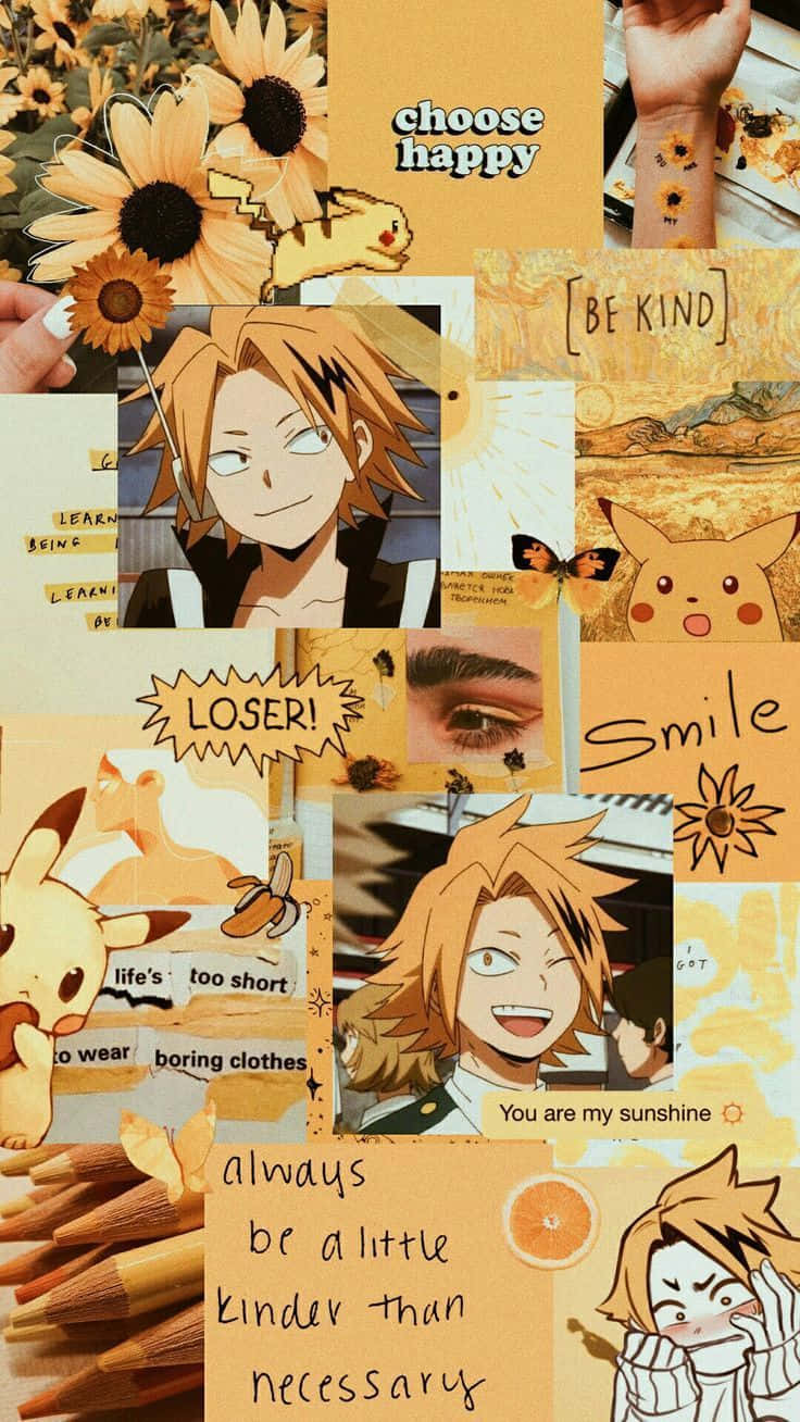 Denki Kaminari On Aesthetic Yellow Collage Poster