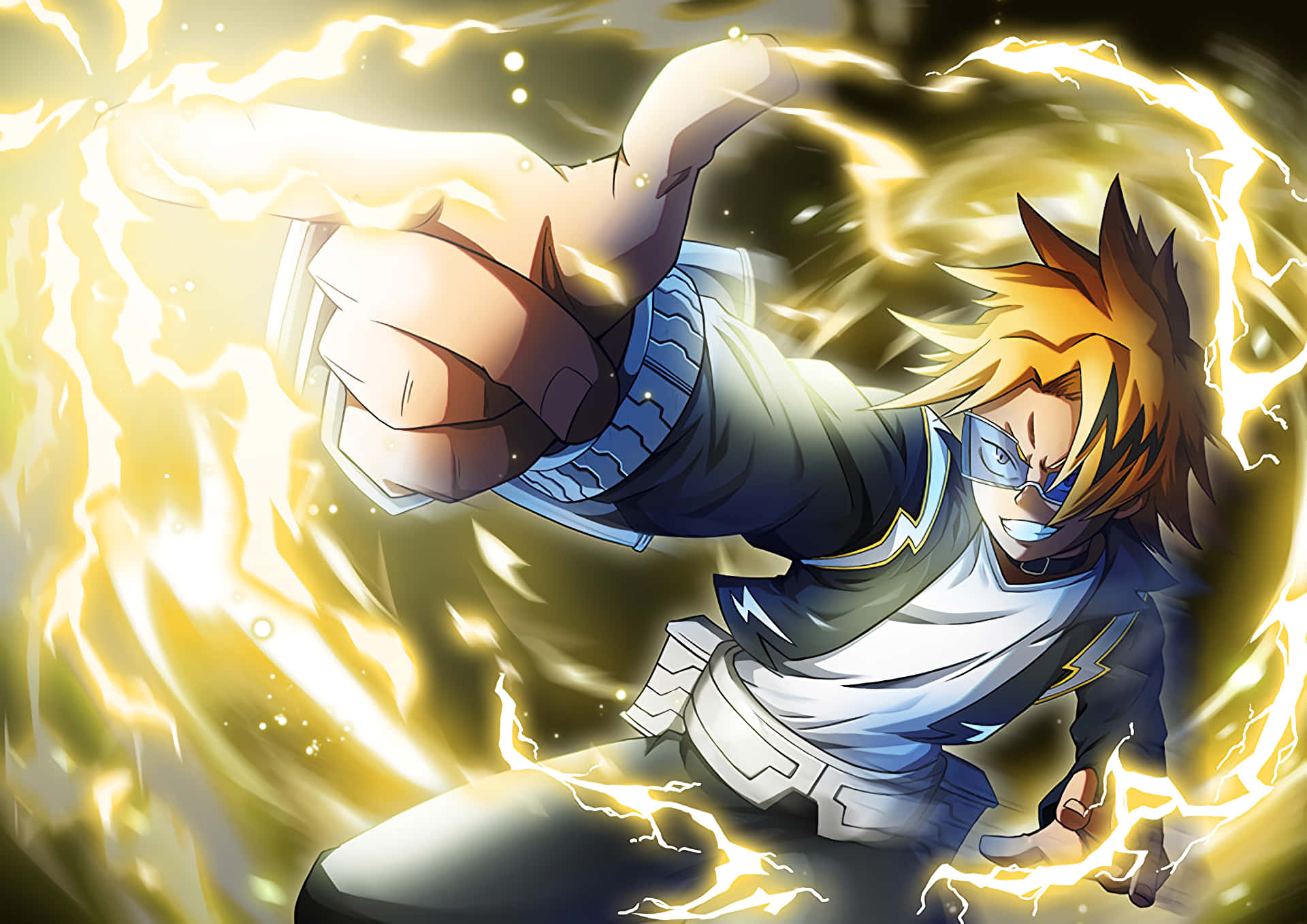 Denki Kaminari Surounded By Yellow Electricity Background