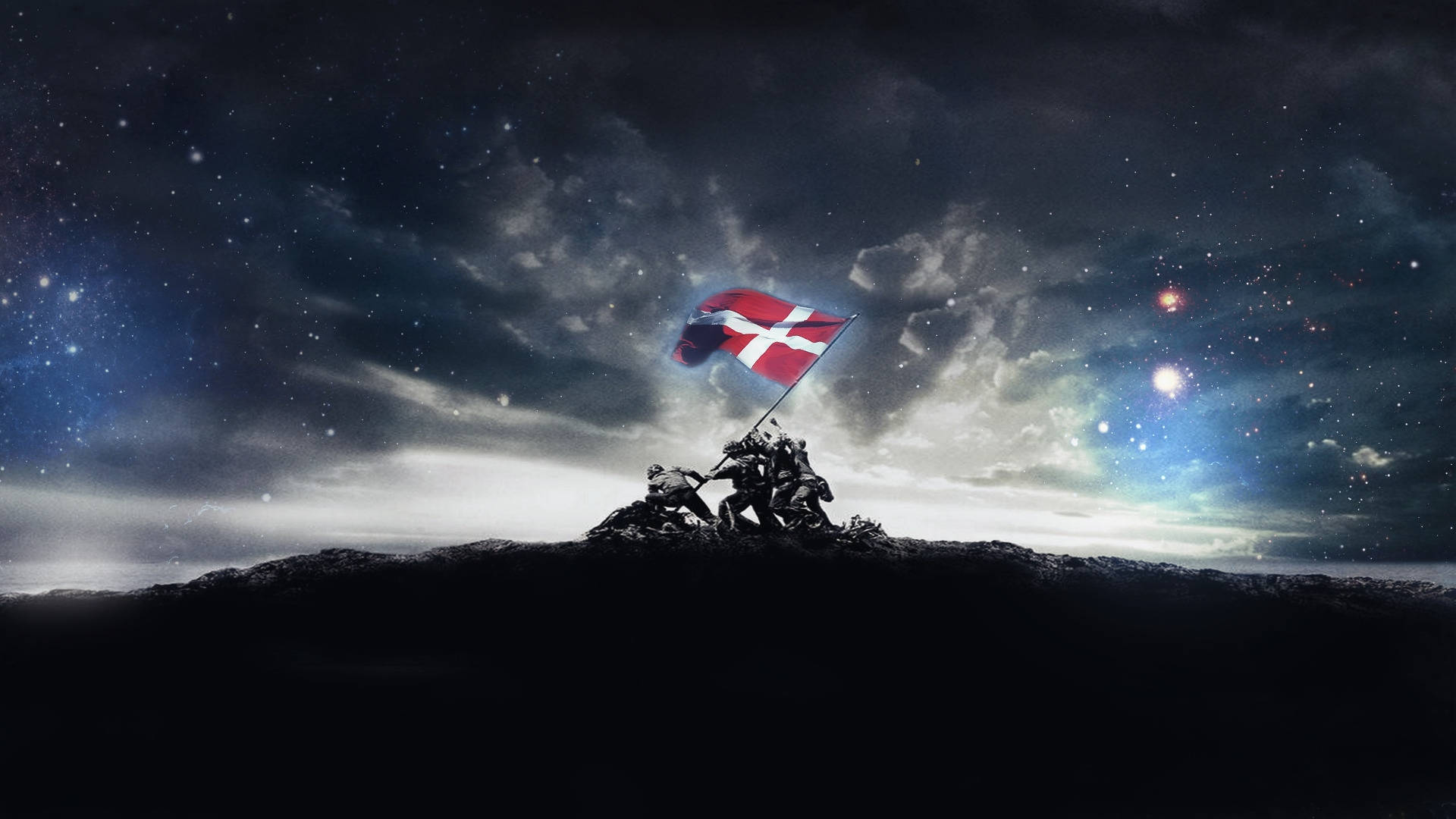 Denmark Flag With Night Space Art Background