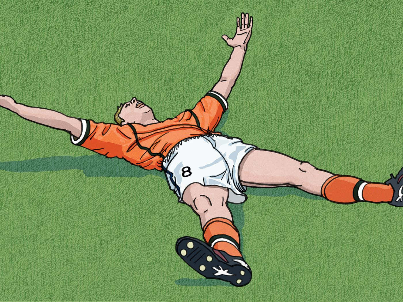Dennis Bergkamp Lying On The Field Digital Art Illustration