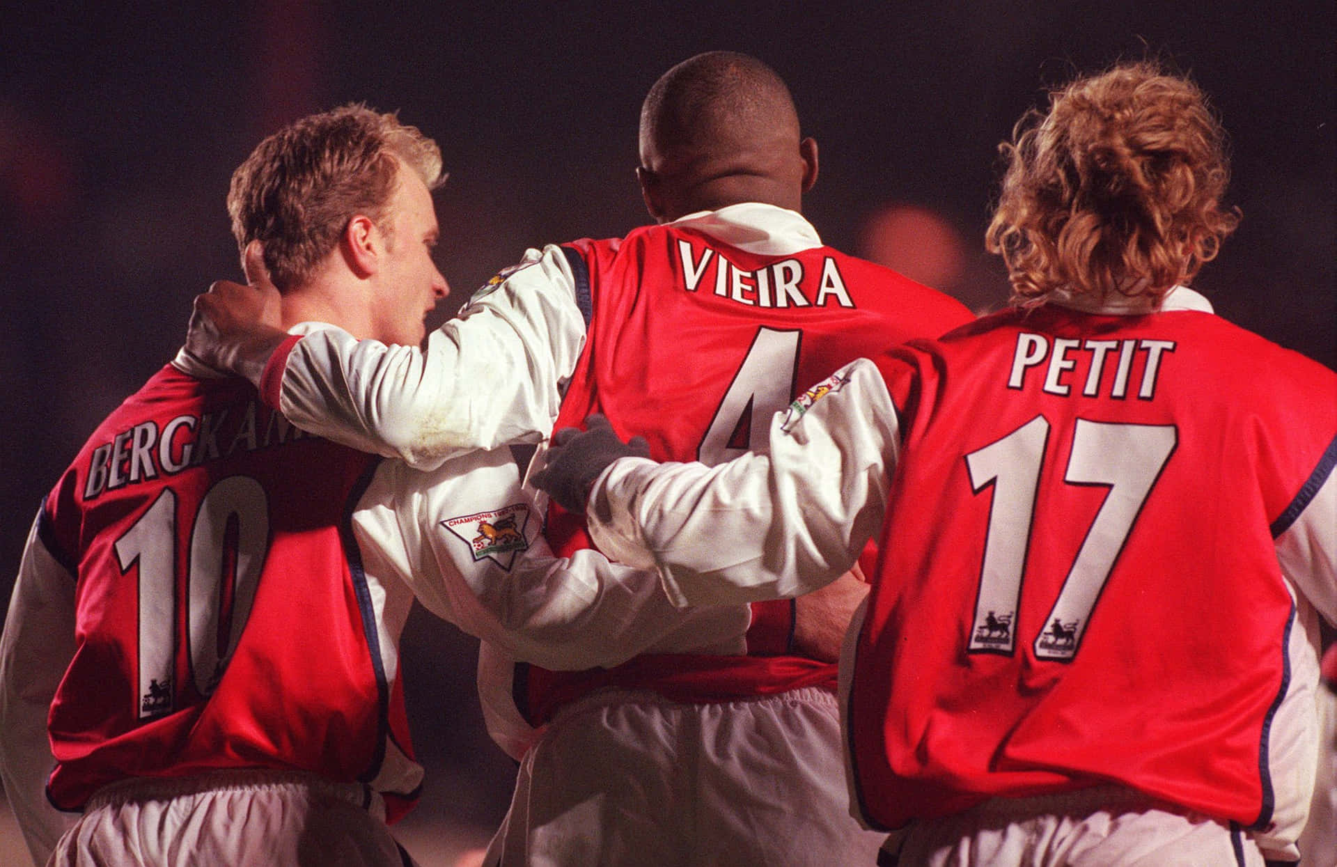 Dennis Bergkamp With Patrick Vieira And Emmanuel Petit Background