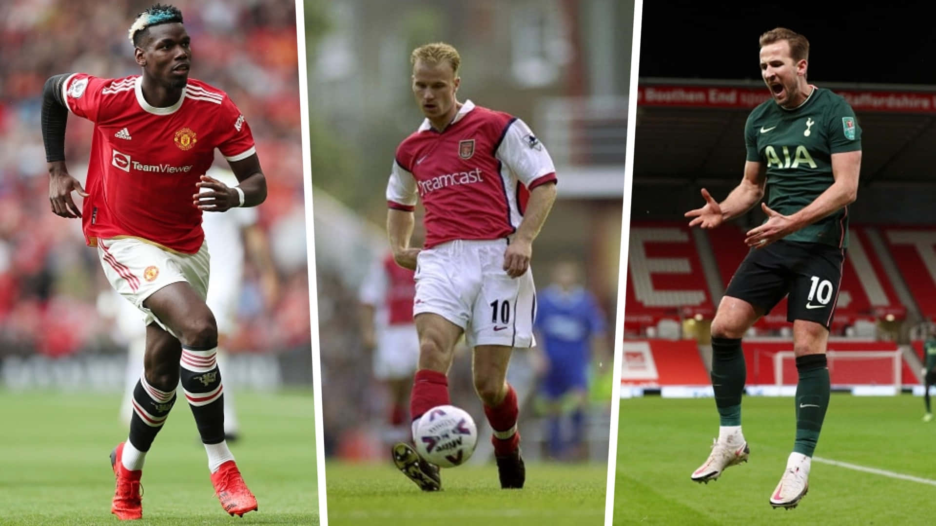 Dennis Bergkamp With Paul Pogba And Harry Kane Background