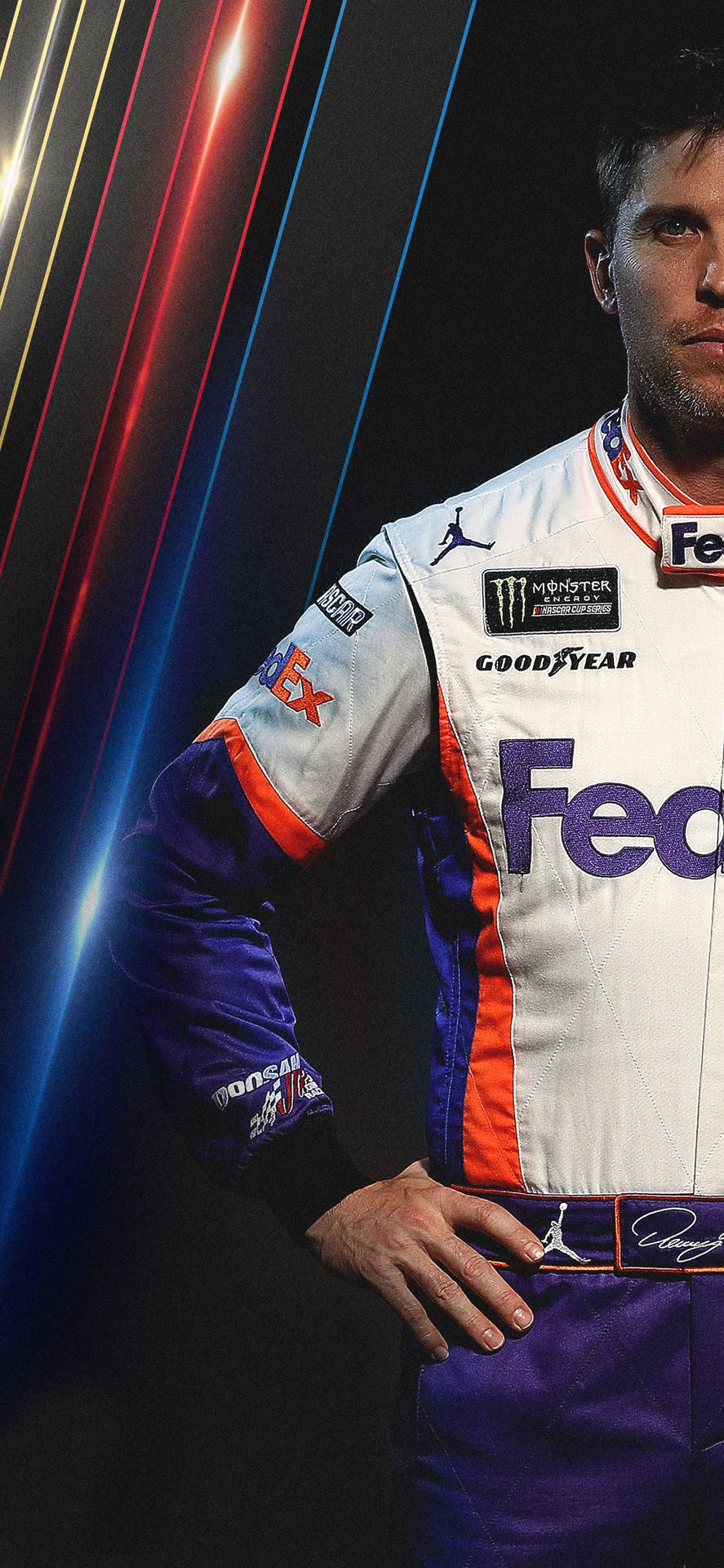 Denny Hamlin Hand On Hip Suit Background