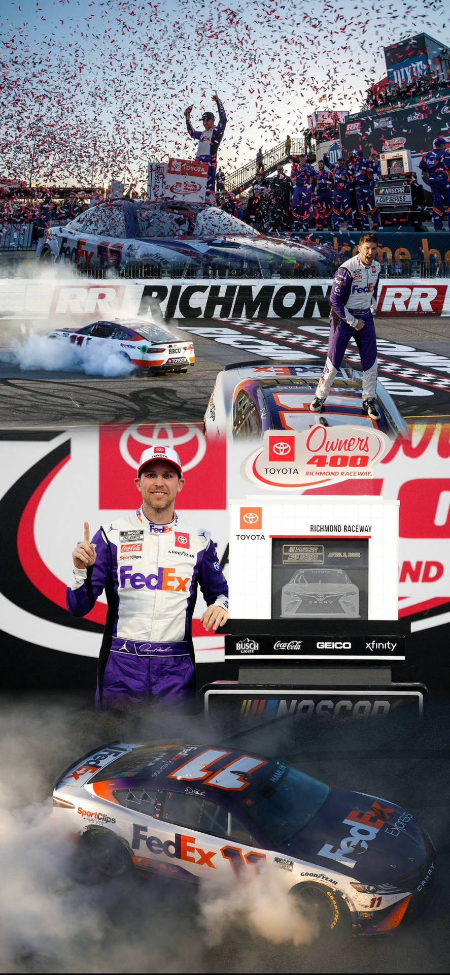 Denny Hamlin Race Collage Background