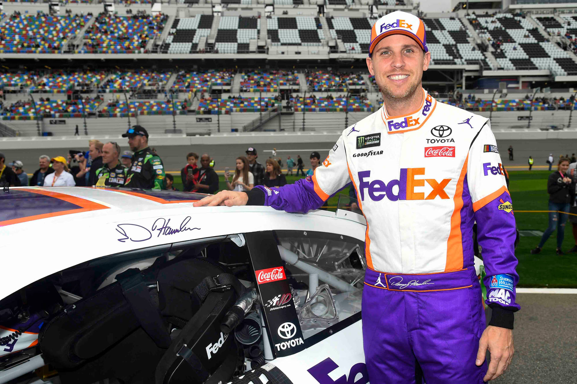 Denny Hamlin Signing His Car