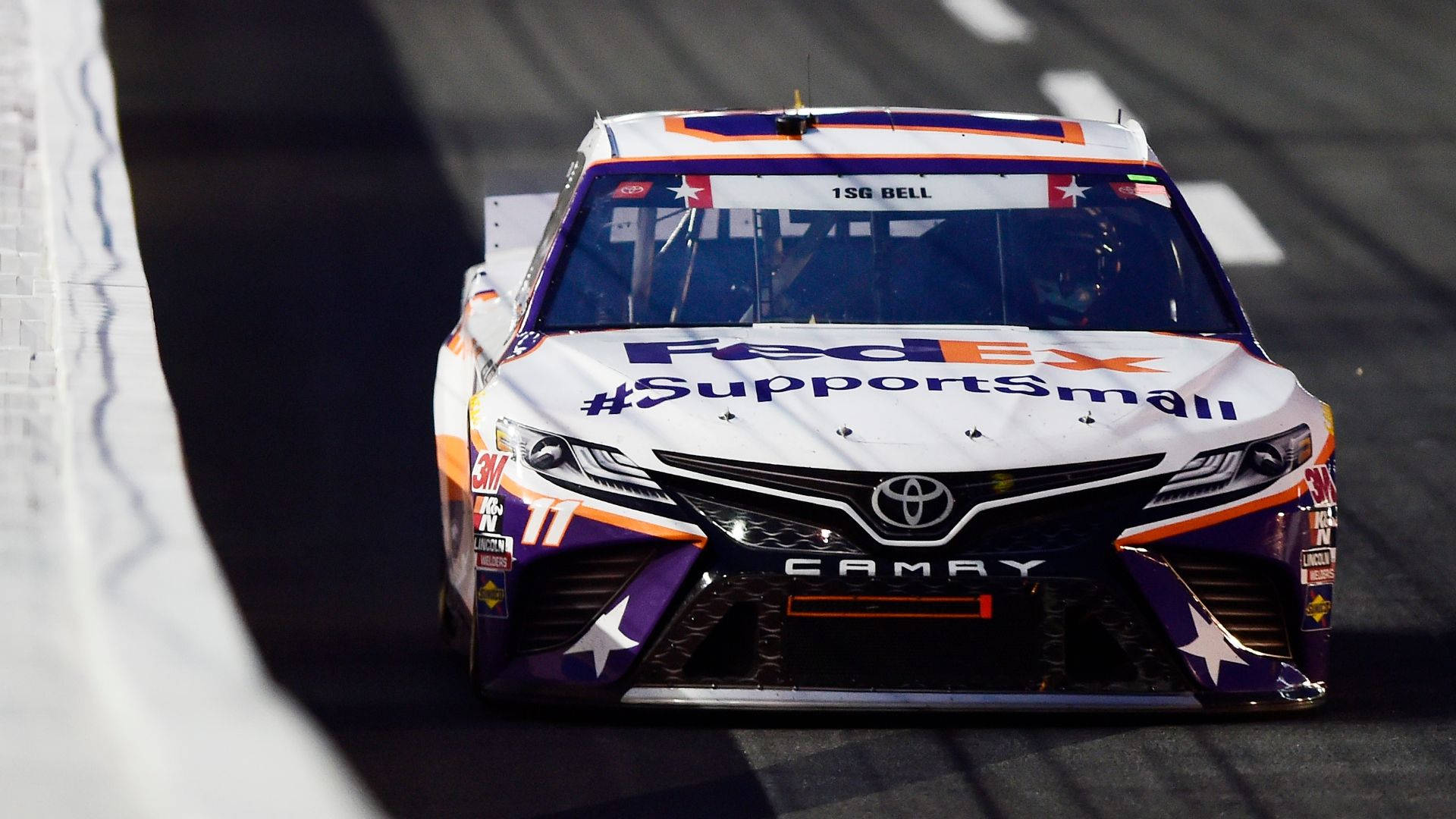 Denny Hamlin White Race Car Background