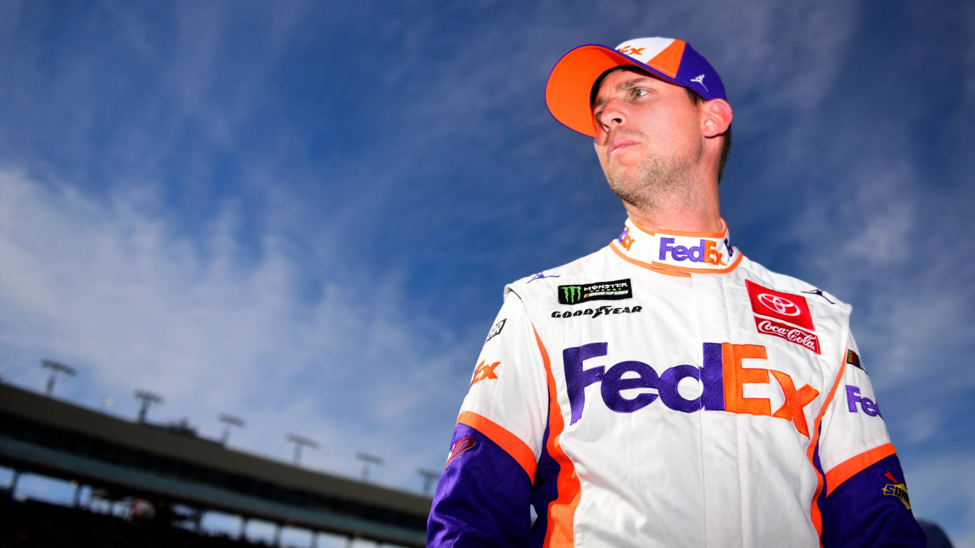 Denny Hamlin With Sky Background Background