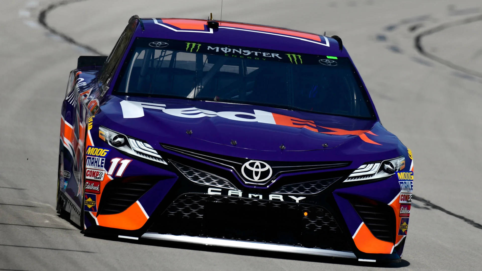 Denny Hamlin’s Navy Blue Car Background