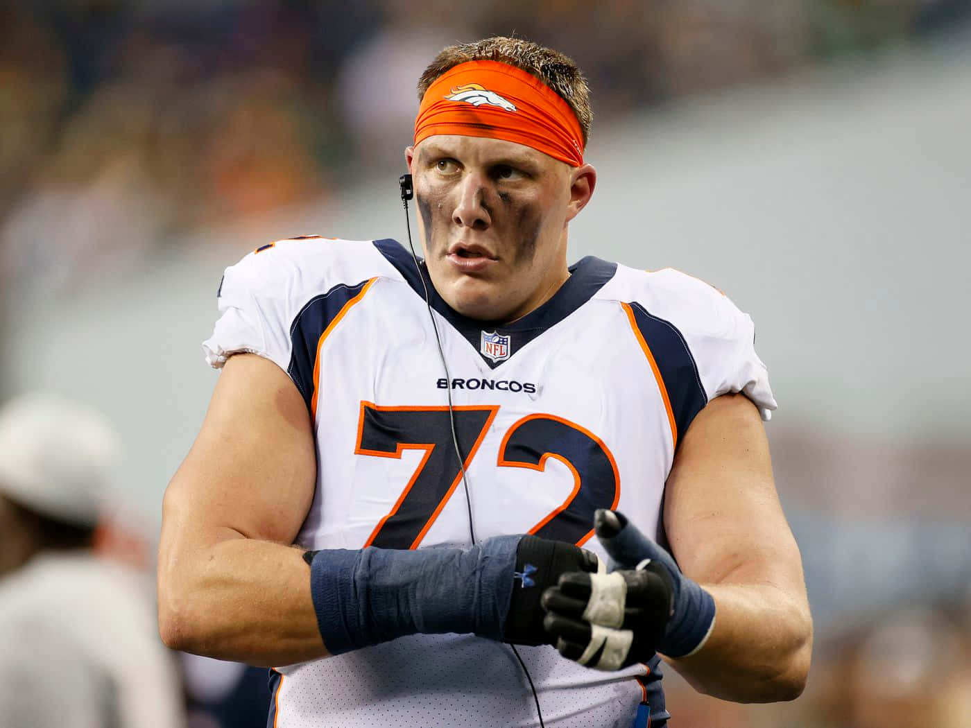 Denver Broncos Garett Bolles With Earphone Background