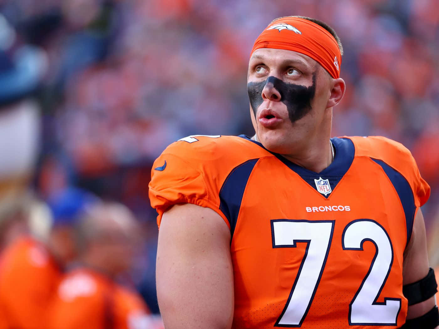 Denver Broncos No. 72 Garett Bolles Looking Up Background