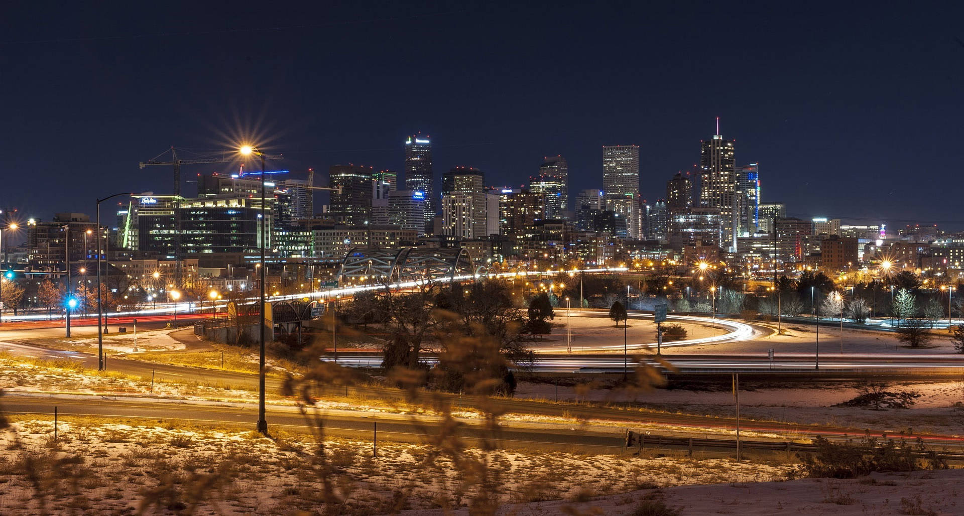 Denver Business Area At Night Background