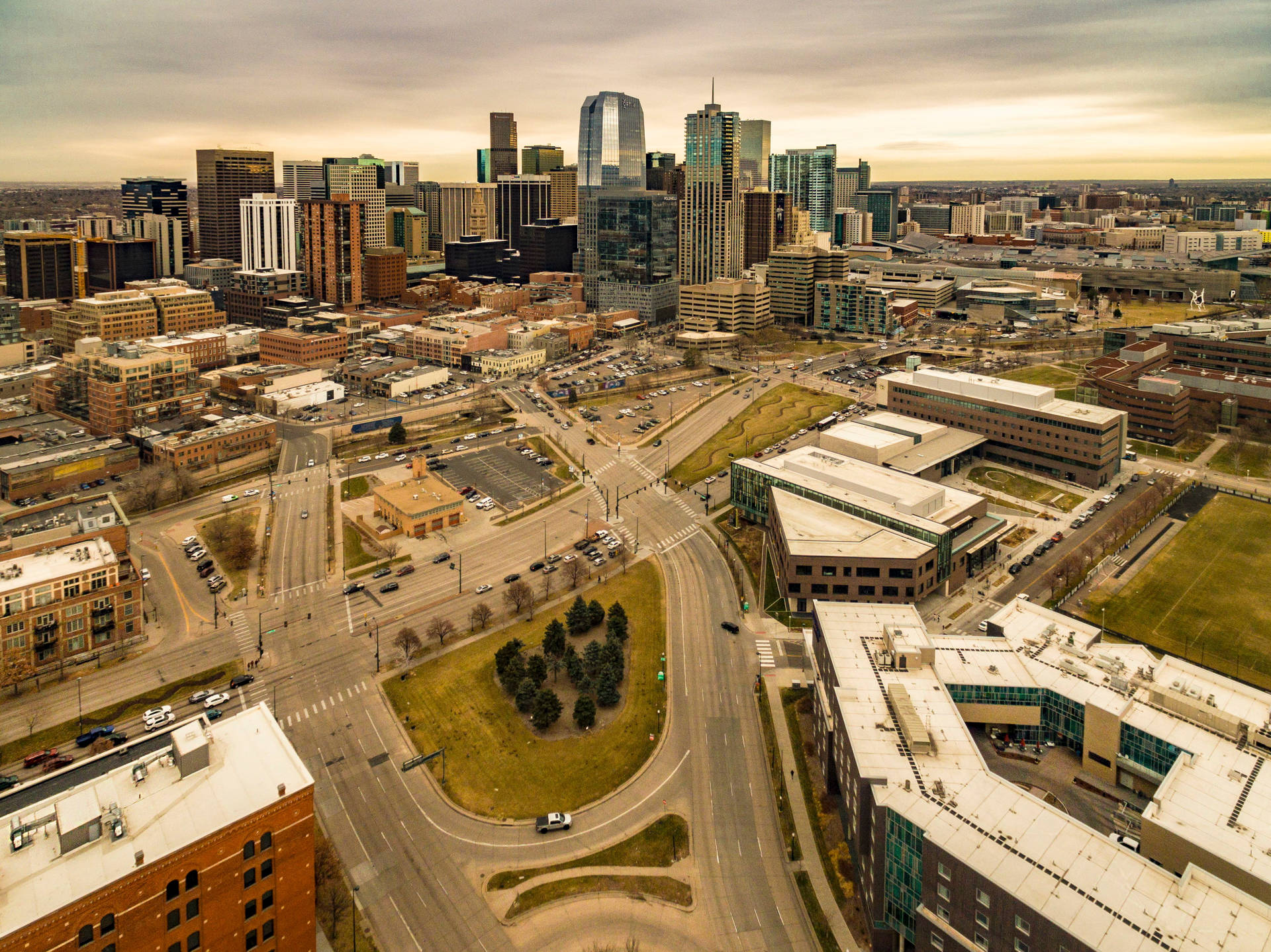 Denver's Mega City Drone Shot Background