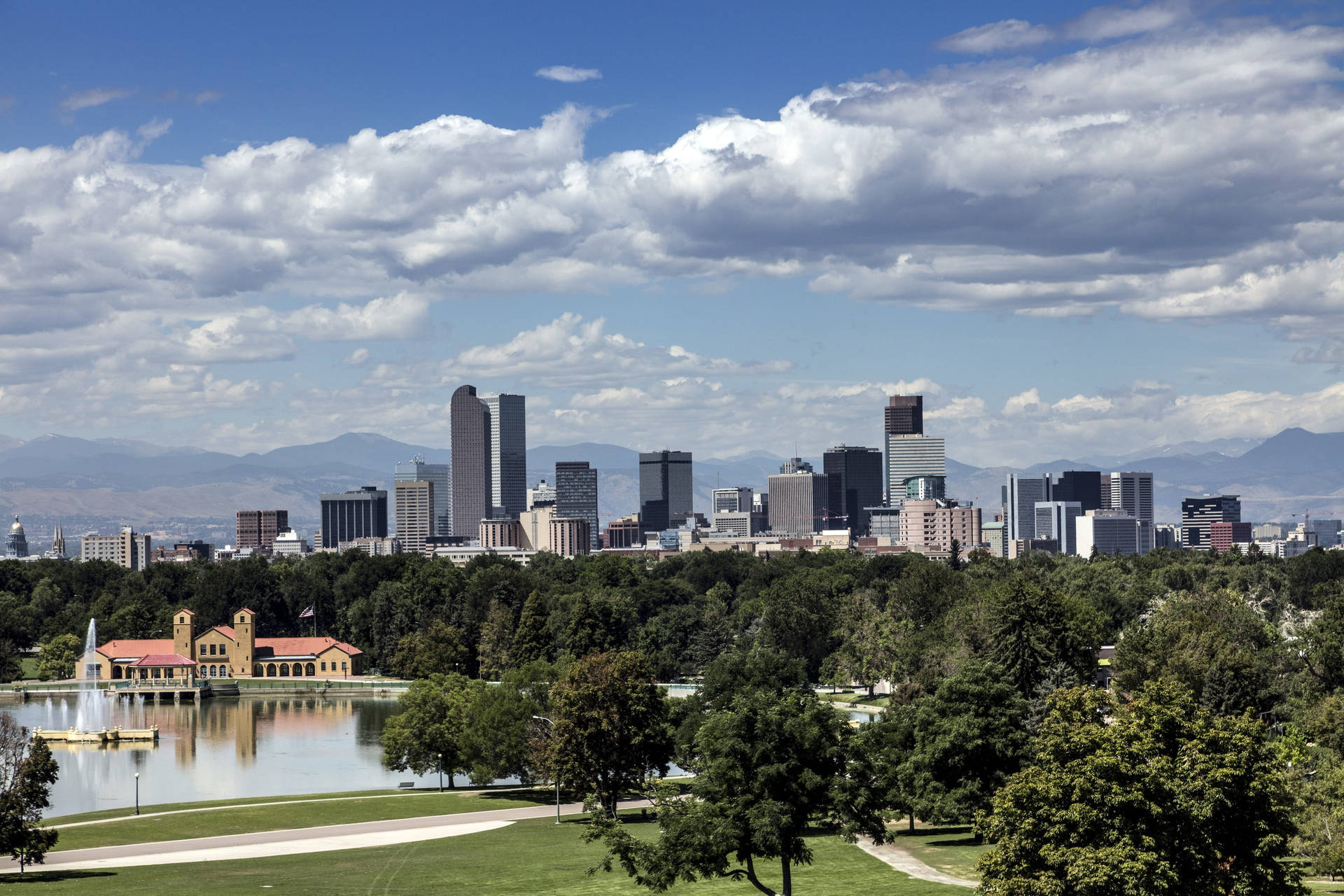 Denver Skyline City Park View Background