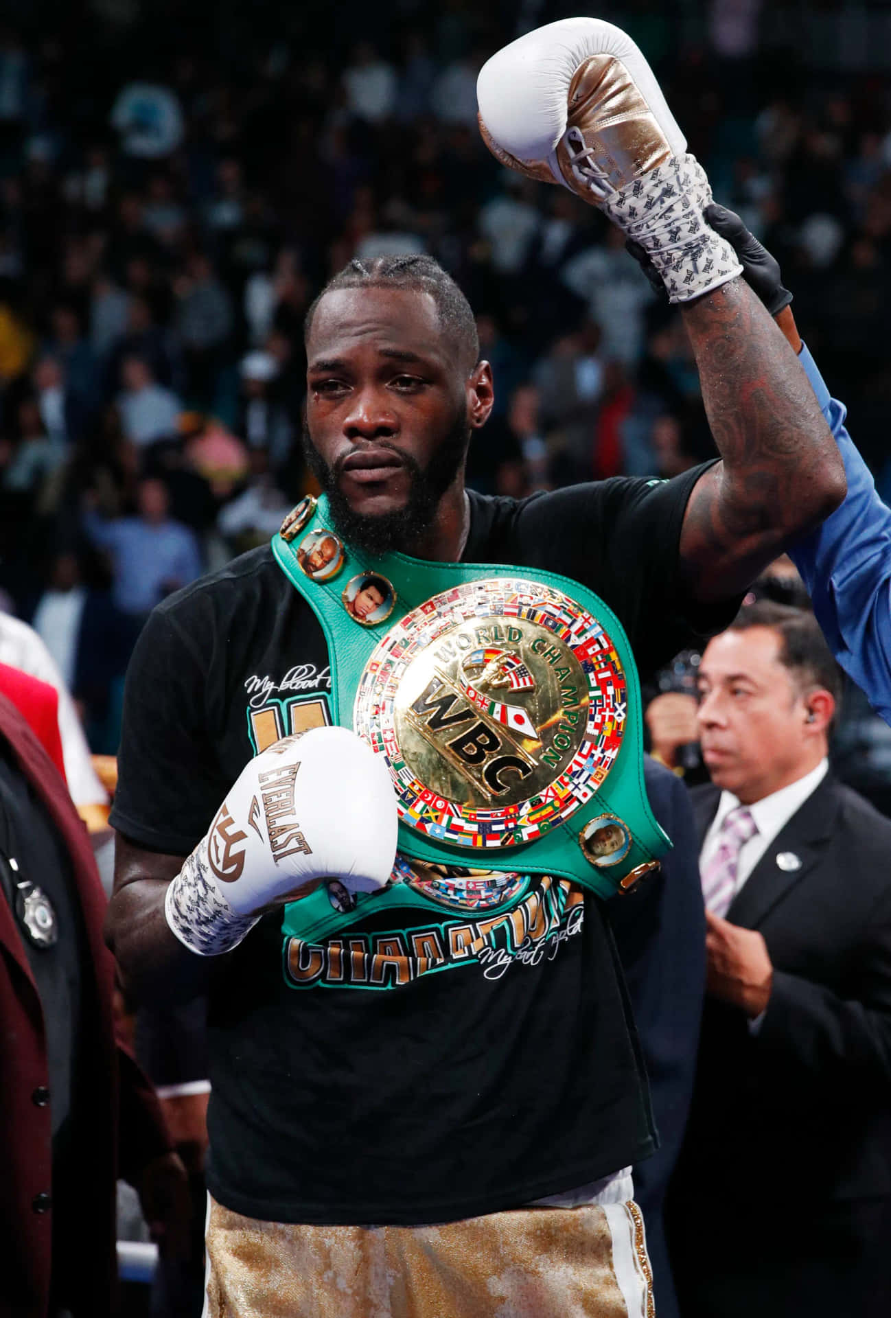 Deontay Wilder Victory Pose With W B C Belt Background