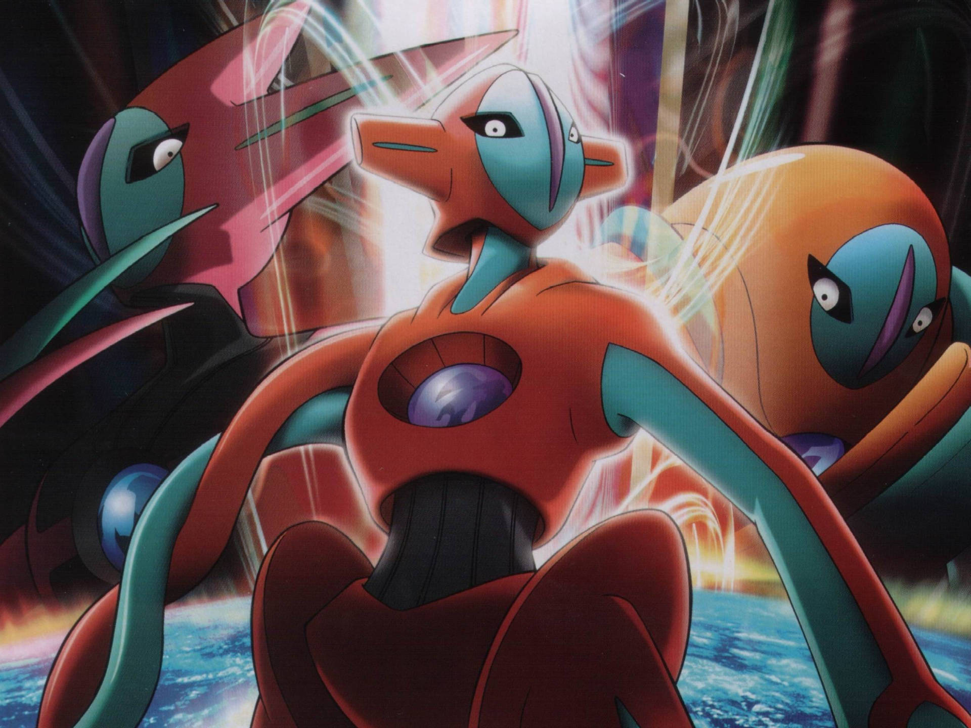 Deoxys Normal, Attack, And Defense Forms Background