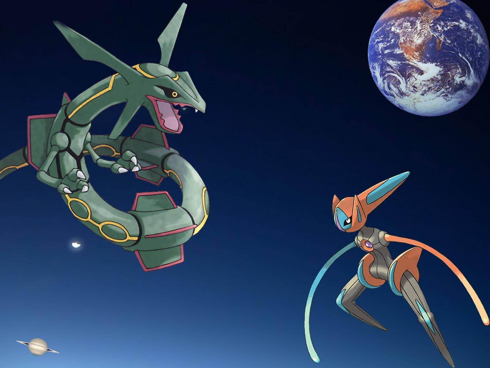 Deoxys, Rayquaza, And The Earth Background