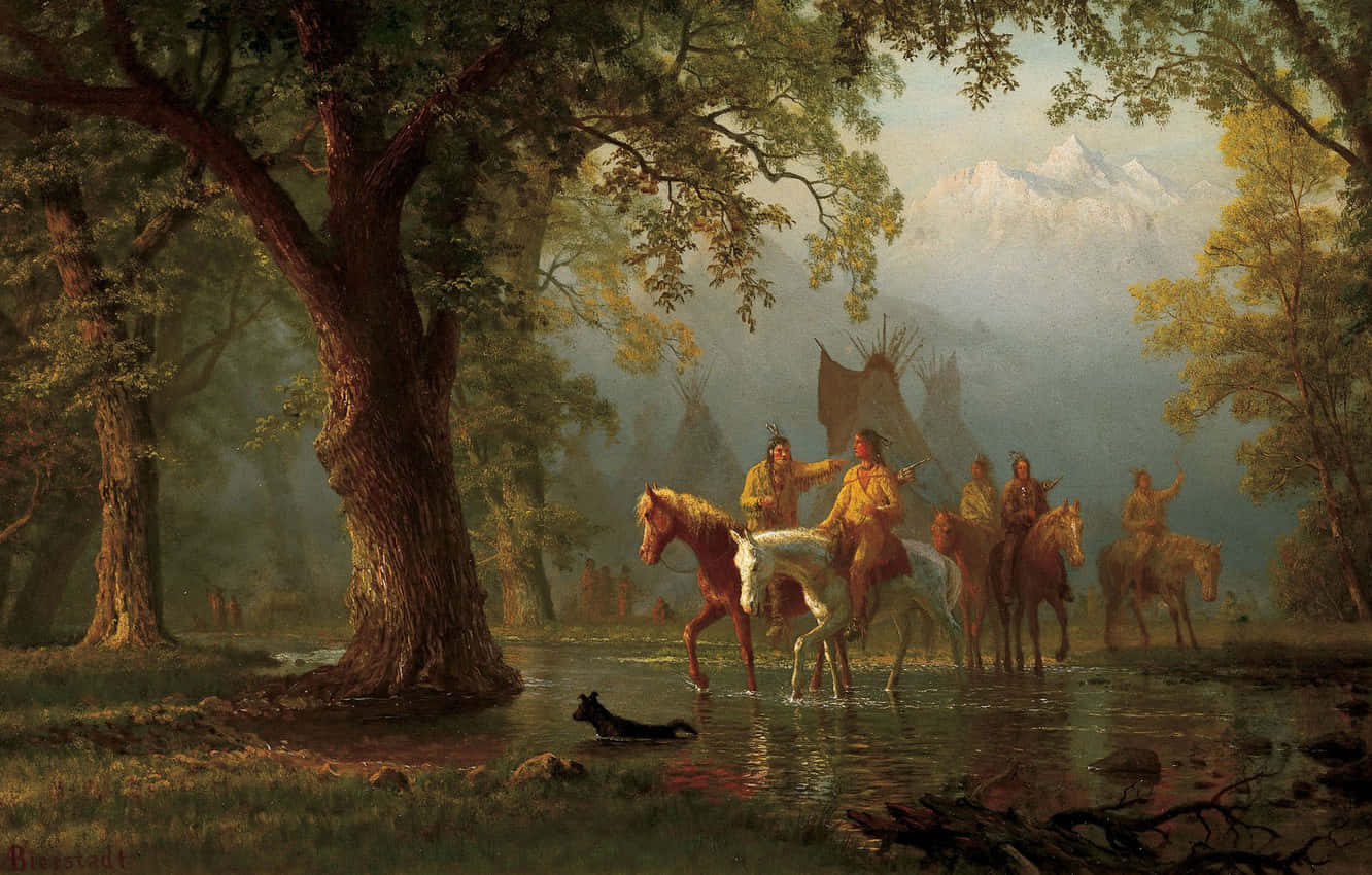 Departure Of An Indian War Party Background
