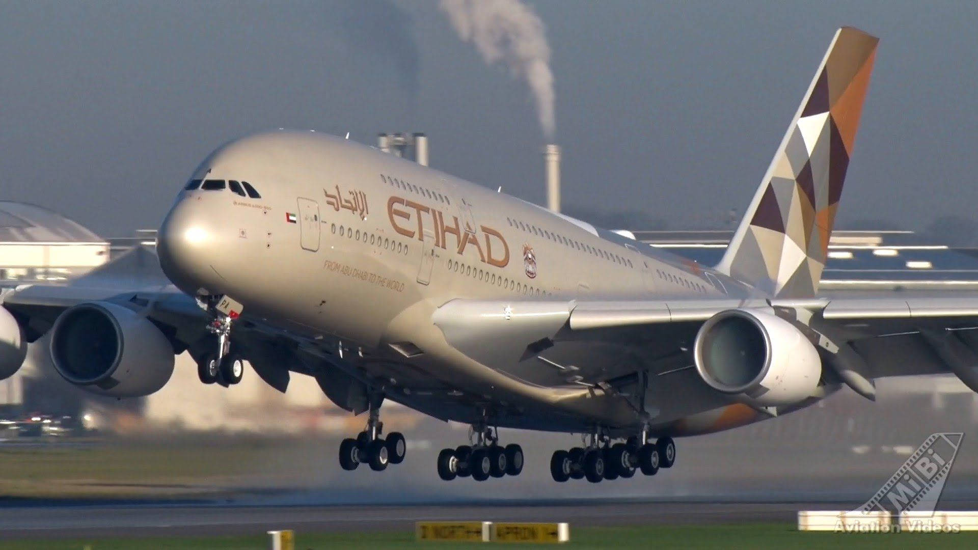 Departure Of Etihad Airplane Background