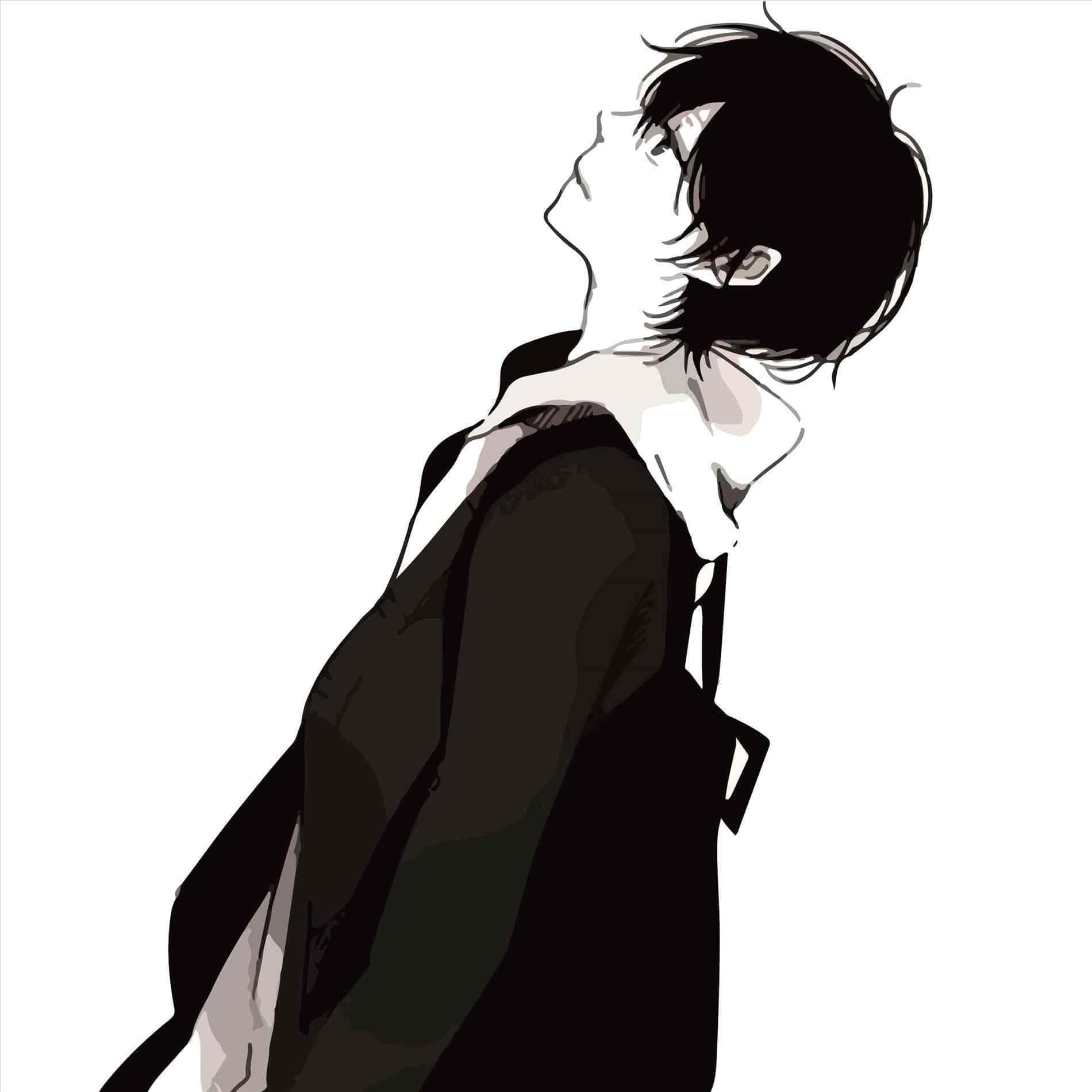 Depressed Anime Boy Black And White