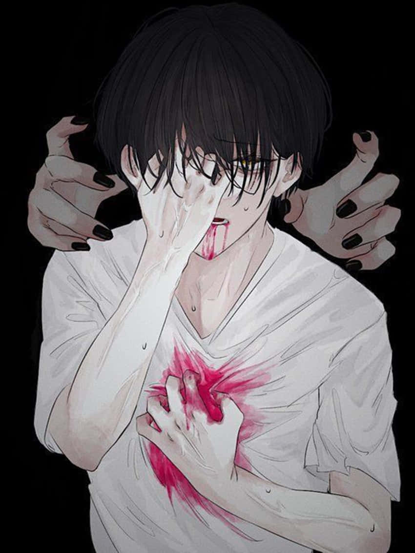 Depressed Anime Boy Bleeding Heart