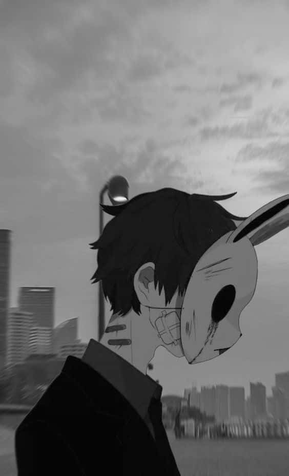 Depressed Anime Boy Bunny Mask