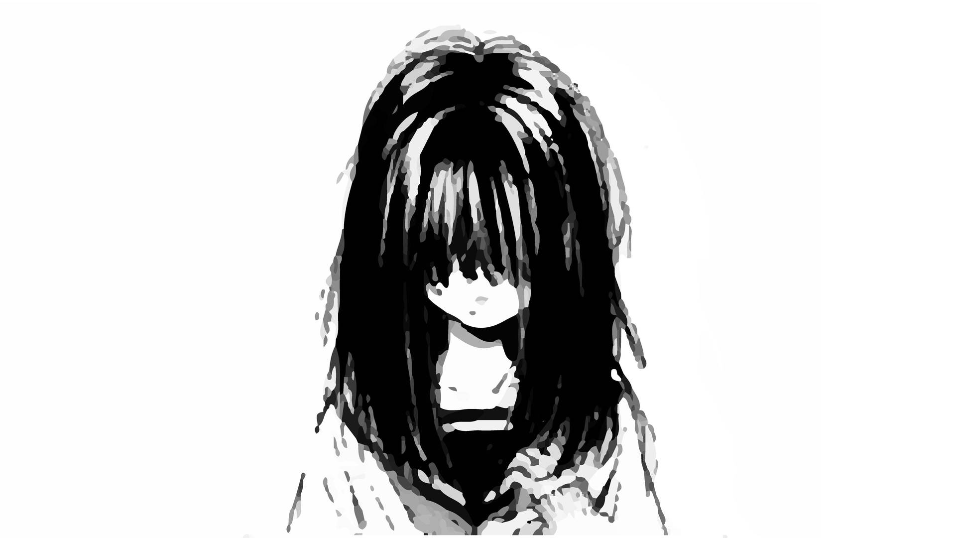 Depressed Anime Girl Dark Sketch Background