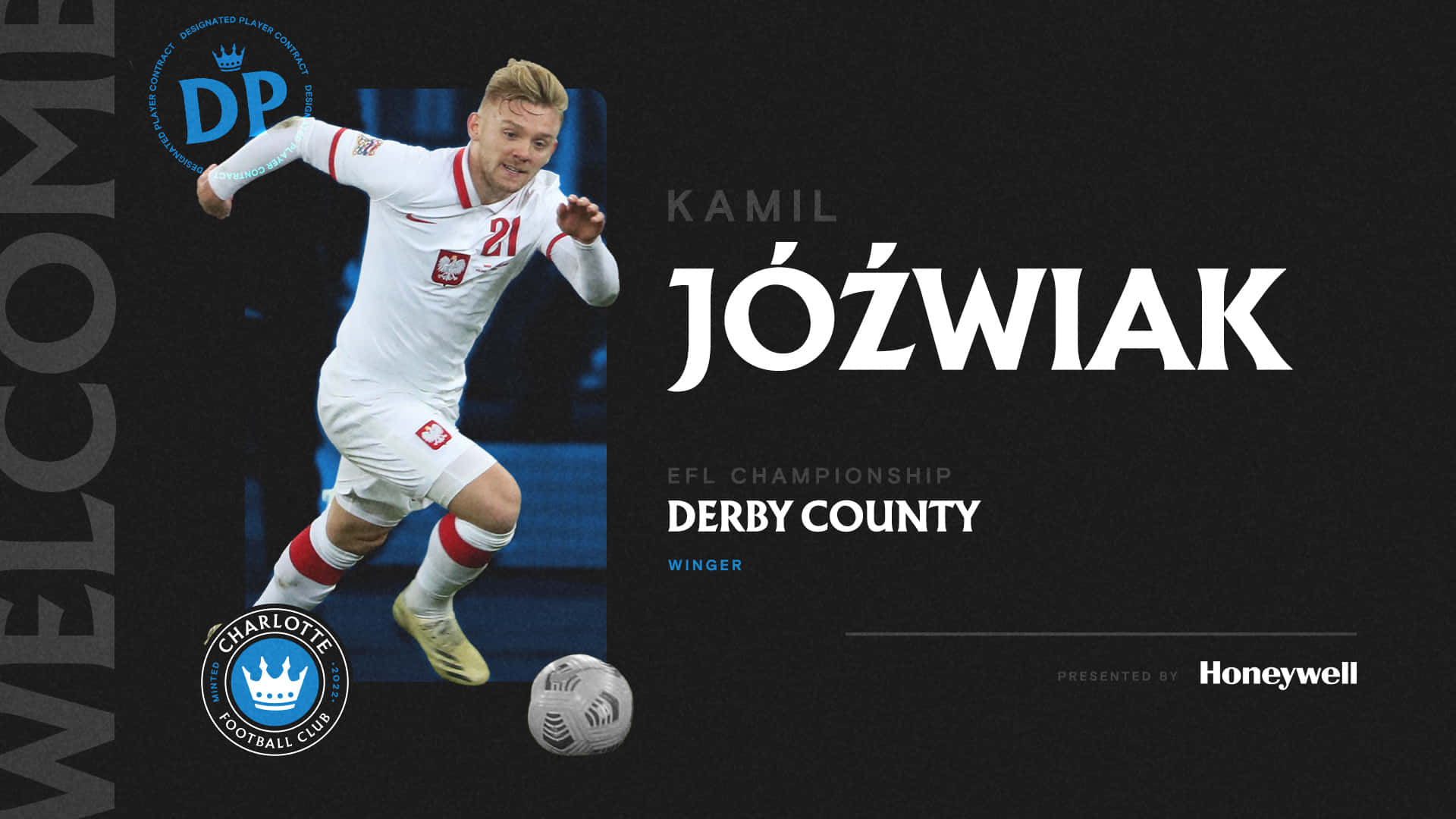 Derby County Kamil Jozwiak Welcome Poster Background