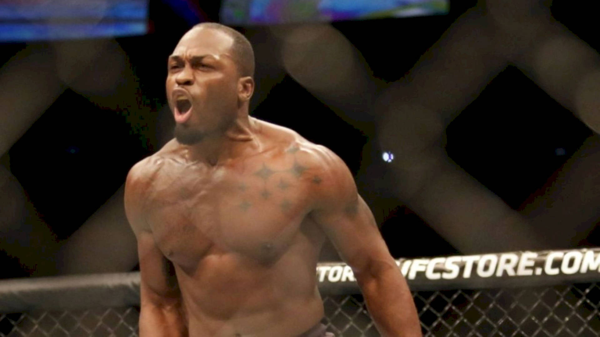 Derek Brunson Shouting Hyped Background