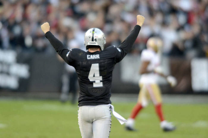 Derek Carr Cheering In The Stadium