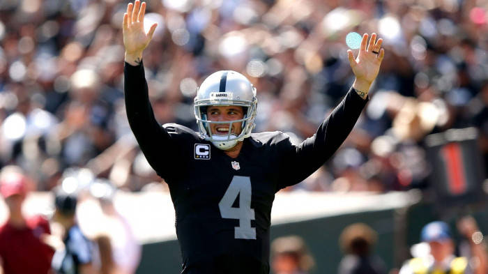 Derek Carr Cheering With The Crowd