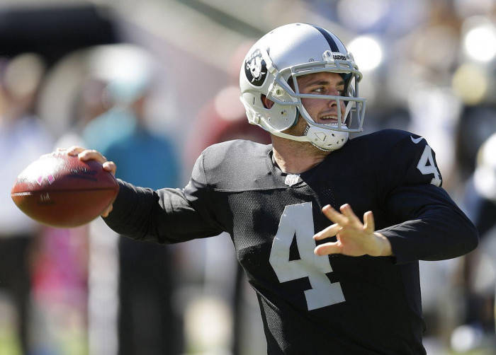 Derek Carr Gauges Throw Background